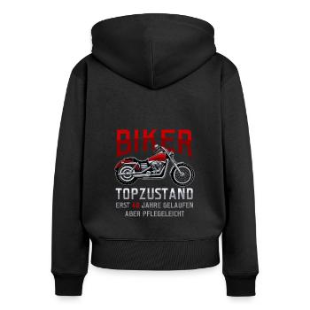 40. Geburtstag Biker Motorradfahrer Motorrad - Frauen Premium Bio Zip Hoodie - Schwarz - Hinten - Julia (174cm)