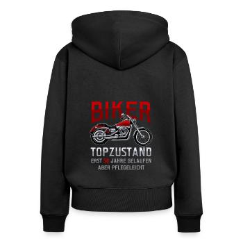 50. Geburtstag Biker Motorradfahrer Motorrad - Frauen Premium Bio Zip Hoodie - Schwarz - Hinten - Julia (174cm)