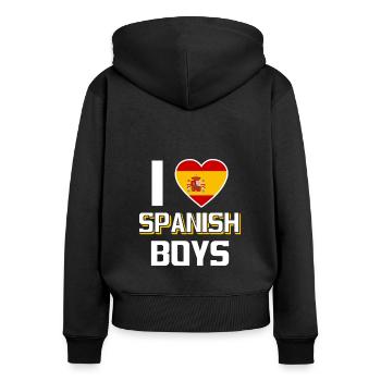 I Love Spanish Boys Nationality Spain - Women's Premium Organic Zip Hoodie - black - Back - Julia (174cm)
