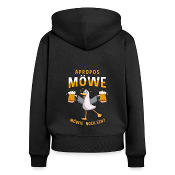 Apropos Möwe Möwie noch Een Norddeutschland - Frauen Premium Bio Zip Hoodie - Schwarz - Hinten - Julia (174cm)