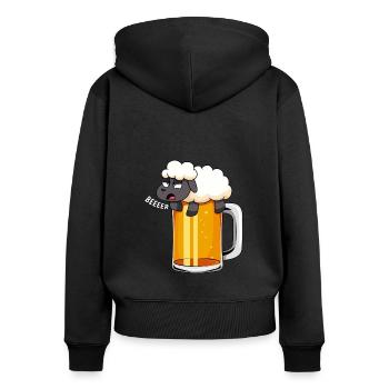 Buveur de bière, chope de bière, réservoir de bière, mouton de bière - Sweat à capuche zippé Premium bio Femme - noir - Dos - Julia (174cm)