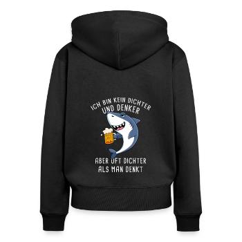 Ich Bin Kein Dichter Und Denker Biertrinker - Frauen Premium Bio Zip Hoodie - Schwarz - Hinten - Julia (174cm)