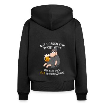 Nur Hübsch Sein Reicht Nicht Biertrinker - Frauen Premium Bio Zip Hoodie - Schwarz - Hinten - Julia (174cm)