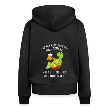 Ich Bin Kein Dichter Und Denker Biertrinker - Frauen Premium Bio Zip Hoodie - Schwarz - Hinten - Julia (174cm)