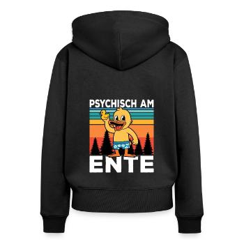 Ich Bin Am Ende Psychisch am Ente - Frauen Premium Bio Zip Hoodie - Schwarz - Hinten - Julia (174cm)