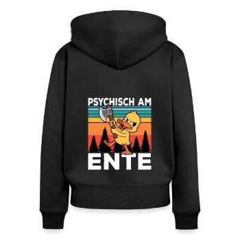 Ich Bin Am Ende Psychisch am Ente - Frauen Premium Bio Zip Hoodie - Schwarz - Hinten - Julia (174cm)