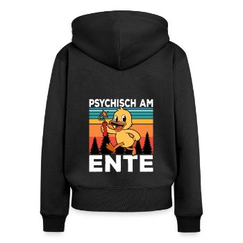 Ich Bin Am Ende Psychisch am Ente - Frauen Premium Bio Zip Hoodie - Schwarz - Hinten - Julia (174cm)