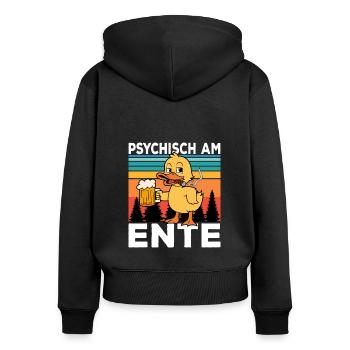 Ich Bin Am Ende Psychisch am Ente - Frauen Premium Bio Zip Hoodie - Schwarz - Hinten - Julia (174cm)