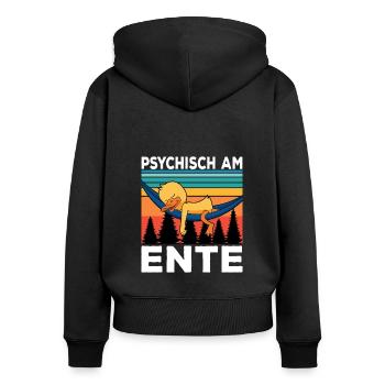 Ich Bin Am Ende Psychisch am Ente - Frauen Premium Bio Zip Hoodie - Schwarz - Hinten - Julia (174cm)