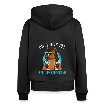 Die Lage Ist Besäufniserregend Mädelsabend - Frauen Premium Bio Zip Hoodie - Schwarz - Hinten - Julia (174cm)