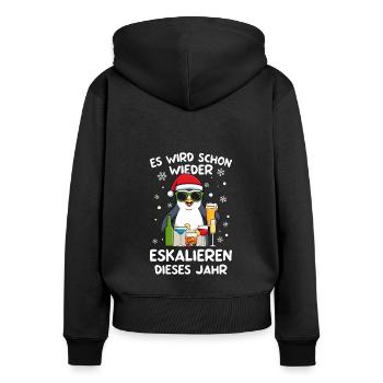 Weihnachtszeit Weihnachten Pinguin Alkohol Fest - Frauen Premium Bio Zip Hoodie - Schwarz - Hinten - Julia (174cm)