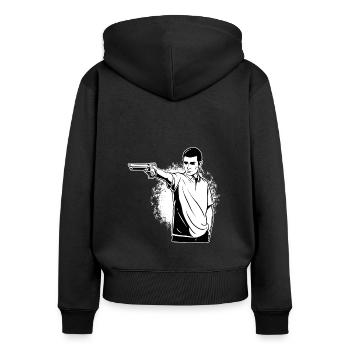 Tir Tir Tir Sports Tireurs sportifs - Sweat à capuche zippé Premium bio Femme - noir - Dos - Julia (174cm)