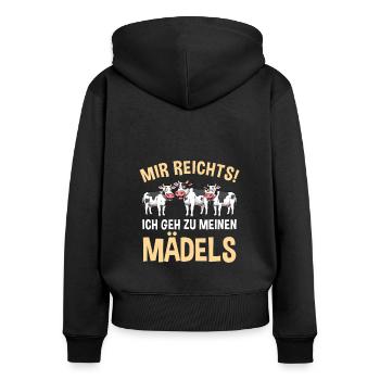 Mir Reichts Ich Geh Zu Meinen Mädels Landwirt Kuh - Frauen Premium Bio Zip Hoodie - Schwarz - Hinten - Julia (174cm)