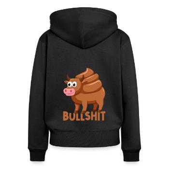 Stier Kuh Mit Kackhaufen Wortspiel Bullshit - Frauen Premium Bio Zip Hoodie - Schwarz - Hinten - Julia (174cm)
