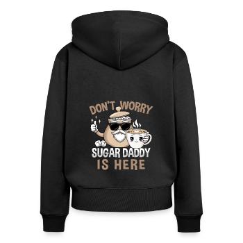 Kaffee Zubehör Koffein Getränk Wachmacher Kaffee - Frauen Premium Bio Zip Hoodie - Schwarz - Hinten - Julia (174cm)