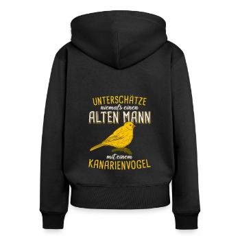Vogelhalter Vogelzüchter Haustier Kanarienvogel - Frauen Premium Bio Zip Hoodie - Schwarz - Hinten - Julia (174cm)