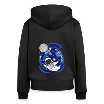 Astronaute Moon Balloon - Sweat à capuche zippé Premium bio Femme - noir - Dos - Julia (174cm)