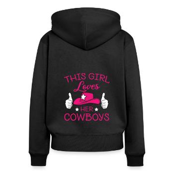 Wild West Western Rodeo Bull Riding Cowboy - Sweat à capuche zippé Premium bio Femme - noir - Dos - Julia (174cm)
