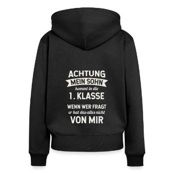 Schulanfang Einschulung 1 Klasse Grundschule - Frauen Premium Bio Zip Hoodie - Schwarz - Hinten - Julia (174cm)