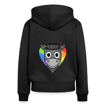 Esel Lgbt Regenbogen Farben - Frauen Premium Bio Zip Hoodie - Schwarz - Hinten - Julia (174cm)