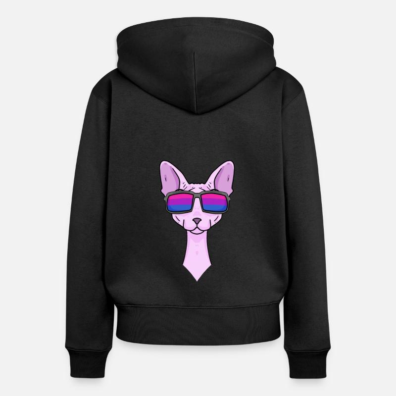 Cadeau bisexuel Sphynx Cat - Sweat à capuche zippé Premium bio Femme - noir