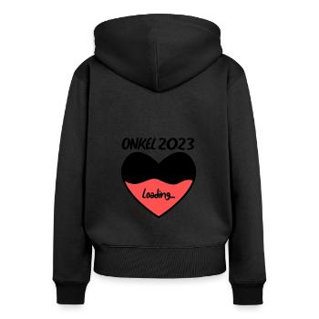 Onkel 2023 herz loading - Frauen Premium Bio Zip Hoodie - Schwarz - Hinten - Julia (174cm)