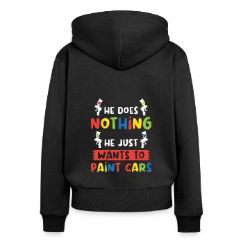Peintre de carrosserie Mécanicien automobile Peintre de voiture - Sweat à capuche zippé Premium bio Femme - noir - Dos - Julia (174cm)