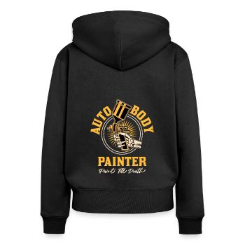Peintre de carrosserie Mécanicien automobile Peintre de voiture - Sweat à capuche zippé Premium bio Femme - noir - Dos - Julia (174cm)