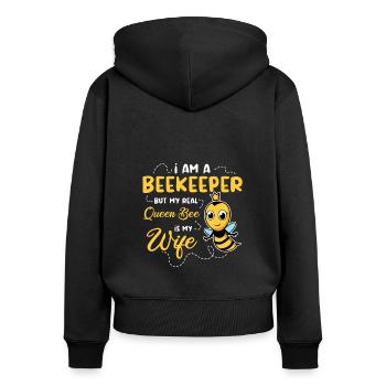 Bienenstock Imkerei Bienen Honig Imker - Frauen Premium Bio Zip Hoodie - Schwarz - Hinten - Julia (174cm)