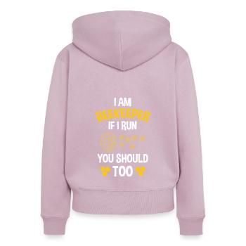 Ruche Apiculture Abeilles Miel Apiculteurs - Sweat à capuche zippé Premium bio Femme - rose poudré - Dos - Julia (174cm)