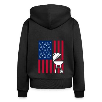Barbecue Grill Grillzubehör BBQ Grillmeister Grill - Frauen Premium Bio Zip Hoodie - Schwarz - Hinten - Julia (174cm)
