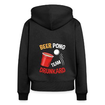 Jeu à boire Alcool Bière Student Party Beer pong - Sweat à capuche zippé Premium bio Femme - noir - Dos - Julia (174cm)