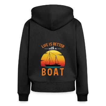 Bateau de sport Racing Boat Propriétaire de bateau Capitaine Motorboat - Sweat à capuche zippé Premium bio Femme - noir - Dos - Julia (174cm)