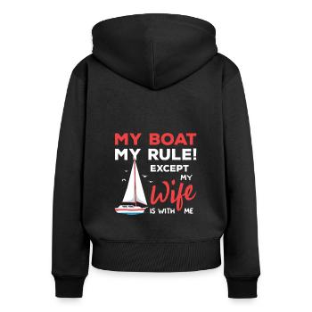 Bateau de sport Racing Boat Propriétaire de bateau Capitaine Motorboat - Sweat à capuche zippé Premium bio Femme - noir - Dos - Julia (174cm)