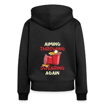 Jeu à boire Alcool Bière Student Party Beer pong - Sweat à capuche zippé Premium bio Femme - noir - Dos - Julia (174cm)