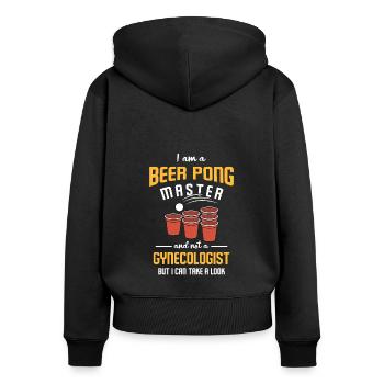 Jeu à boire Alcool Bière Student Party Beer pong - Sweat à capuche zippé Premium bio Femme - noir - Dos - Julia (174cm)