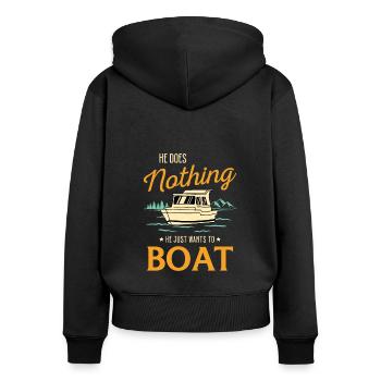 Bateau de sport Racing Boat Propriétaire de bateau Capitaine Motorboat - Sweat à capuche zippé Premium bio Femme - noir - Dos - Julia (174cm)