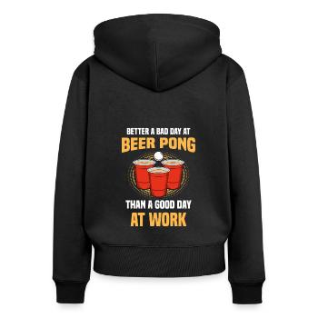 Jeu à boire Alcool Bière Student Party Beer pong - Sweat à capuche zippé Premium bio Femme - noir - Dos - Julia (174cm)