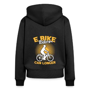 Elektrofahrrad Akku Batterie Fahrrad E-Bike - Frauen Premium Bio Zip Hoodie - Schwarz - Hinten - Julia (174cm)