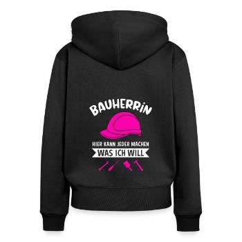 Bauherrin Bauleiterin Hausbau Traumhaus Eigenheim - Frauen Premium Bio Zip Hoodie - Schwarz - Hinten - Julia (174cm)