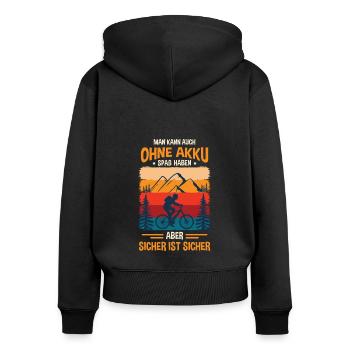 Elektrofahrrad Akku Batterie Fahrrad E-Bike - Frauen Premium Bio Zip Hoodie - Schwarz - Hinten - Julia (174cm)