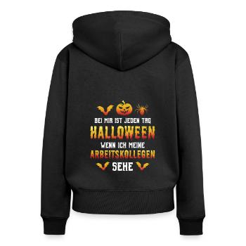 Halloween Party Arbeitstag Lieblingskollegen - Frauen Premium Bio Zip Hoodie - Schwarz - Hinten - Julia (174cm)