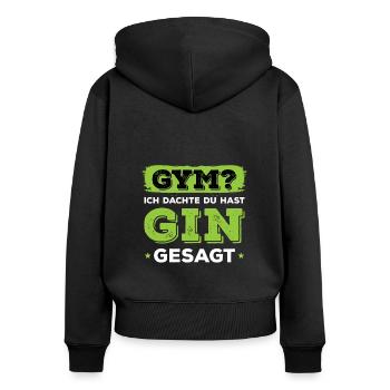 Fitness Ausdauer Muskeltraining Sport Fitness - Frauen Premium Bio Zip Hoodie - Schwarz - Hinten - Julia (174cm)