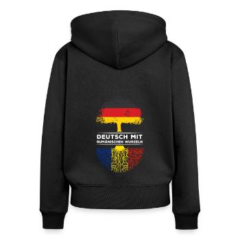 Deutsch mit Rumänischen Wurzeln Abstammung - Frauen Premium Bio Zip Hoodie - Schwarz - Hinten - Julia (174cm)