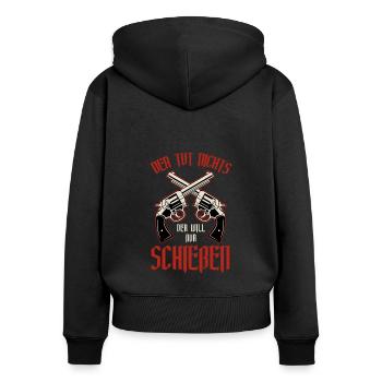Schützenfest Schießen Schießsport Sportschütze - Frauen Premium Bio Zip Hoodie - Schwarz - Hinten - Julia (174cm)