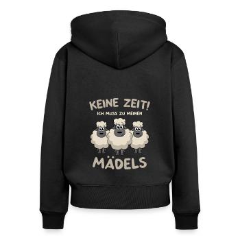 Landwirt Bauer Comic Cartoon Schafwolle Schafe - Frauen Premium Bio Zip Hoodie - Schwarz - Hinten - Julia (174cm)
