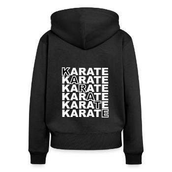 Lettrage karaté - sport - Sweat à capuche zippé Premium bio Femme - noir - Dos - Julia (174cm)