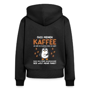 Kaffee Zubehör Koffein Getränk Wachmacher Kaffee - Frauen Premium Bio Zip Hoodie - Schwarz - Hinten - Julia (174cm)
