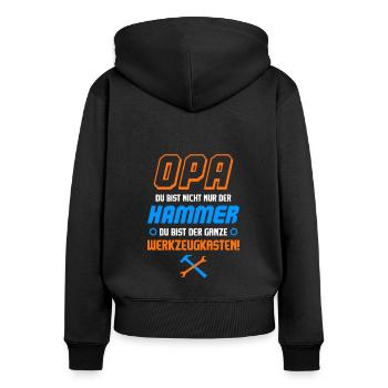 Opa Nicht Nur Der Hammer Sondern Werkzeugkasten - Frauen Premium Bio Zip Hoodie - Schwarz - Hinten - Julia (174cm)