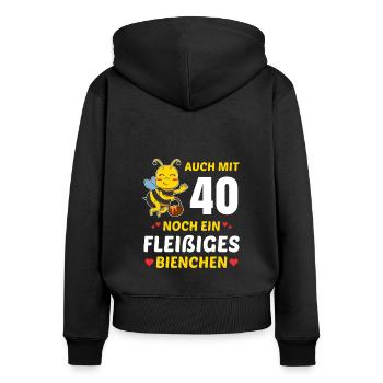 Imker 40. Geburtstag Bienen Fleißiges Bienchen - Frauen Premium Bio Zip Hoodie - Schwarz - Hinten - Julia (174cm)